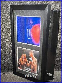 Framed Signed Joe Calzaghe & Roy Jones Jnr Boxing glove in light up frame