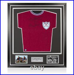 Framed Sir Geoff Hurst & Martin Peters Signed West Ham Shirt Wembley 1965 Pr