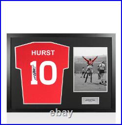 Framed Sir Geoff Hurst Signed T-Shirt Number 10 Panoramic Autograph