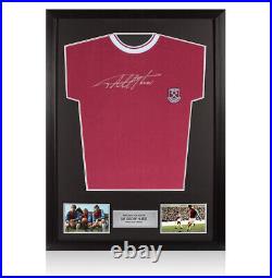 Framed Sir Geoff Hurst Signed West Ham Claret Vintage T-shirt 125 Year Anniver