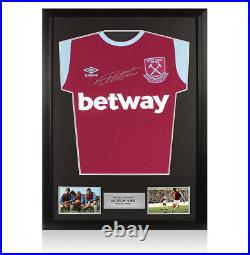 Framed Sir Geoff Hurst Signed West Ham Shirt 2020/21 Autograph Jersey