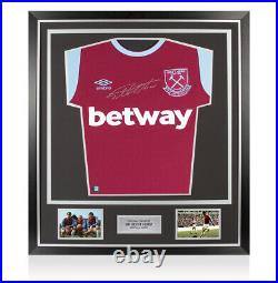 Framed Sir Geoff Hurst Signed West Ham Shirt 2020/21 Premium Autograph