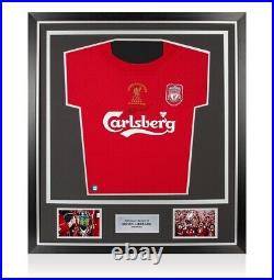 Framed Steven Gerrard Signed Liverpool Shirt Istanbul 2005 Champions League Wi