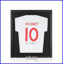 Framed Wayne Rooney Signed White T-Shirt, Number 10, Red Number Compact