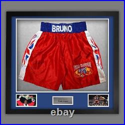 Frank Bruno Hand Signed And Framed Custom Made Boxing Trunks. Boxing Memorabilia