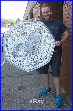 GIANT ISLE OF MAN TT 50p SIGNED BY OVER 70 INC McGUINNESS DUNLOP ANSTEY McCALLEN