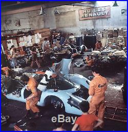 GULF Porsche Workshop SIGNED Brian Redman, Le Mans 1970, 50x50cm photo COA