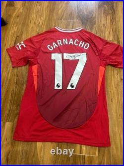 Garnacho hand signed Manchester United home shirt with Coa included