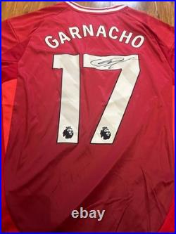 Garnacho hand signed Manchester United home shirt with Coa included