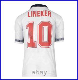 Gary Lineker Signed England Shirt Home, 1990, Number 10 Gift Box