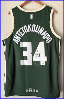 Giannis Antetokounmpo Signed Nike XL Milwaukee Bucks NBA Swingman Jersey JSA COA