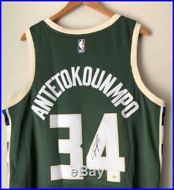 Giannis Antetokounmpo Signed Nike XL Milwaukee Bucks NBA Swingman Jersey JSA COA