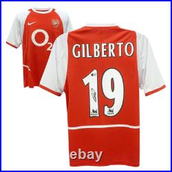 Gilberto Silva Signed Arsenal Soccer Jersey #19 with Beckett COA