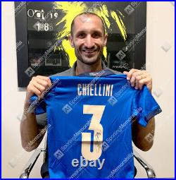 Giorgio Chiellini Signed Italy Shirt 2020, Home, Number 3 Autograph Jersey