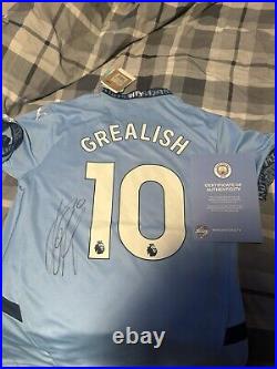 Grealish Signed Man City Shirt With Club COA