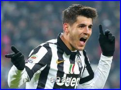 Hand Signed ALVARO MORATA Juventus Retro Home Shirt COA