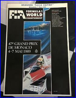 Hand Signed Ayrton Senna Autograph Signature Monaco Gp 1989 Menu Lunch Programme