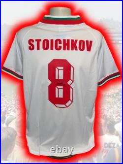 Hand Signed HRISTO STOICHKOV Bulgaria Retro Football Home Shirt WC Rare Proof