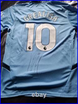 Hand Signed Jack Grealish Manchester City Shirt With Club Coa