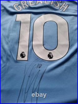 Hand Signed Jack Grealish Manchester City Shirt With Club Coa Hand Signed Jack Grealish Manchester City Shirt With Club Coa