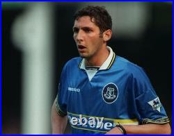 Hand Signed MARCO MATERAZZI Everton Retro Home Shirt Proof