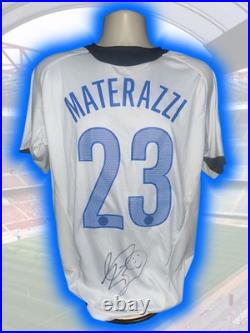 Hand Signed MARCO MATERAZZI Inter Milan Retro Away Shirt Proof