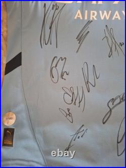 Hand Signed Manchester City Squad Signed Shirt With Club Coa