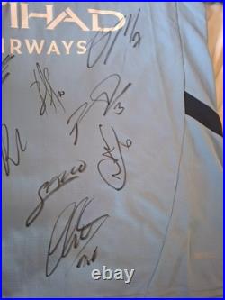 Hand Signed Manchester City Squad Signed Shirt With Club Coa