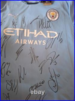 Hand Signed Manchester City Squad Signed Shirt With Club Coa