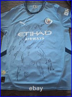 Hand Signed Manchester City Squad Signed Shirt With Club Coa