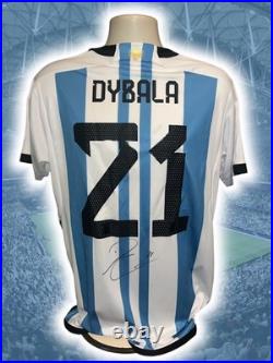 Hand Signed PAULO DYBALA Argentina Football Home Shirt World Cup Proof