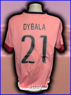 Hand Signed PAULO DYBALA Juventus Retro Away Shirt Proof