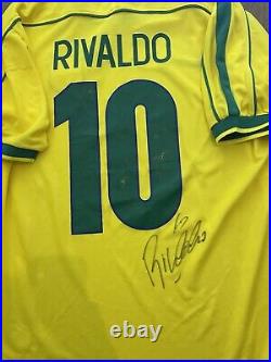 Hand Signed Rivaldo Brazil 1998 Legend Shirt With Coa Included