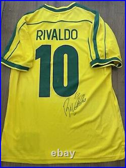 Hand Signed Rivaldo Brazil 1998 Legend Shirt With Coa Included