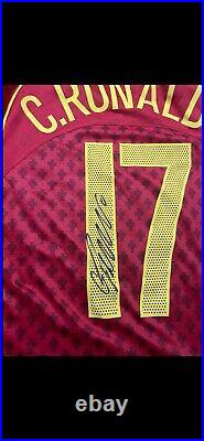 Hand Signed Ronaldo 2004 Euro Home shirt With COA