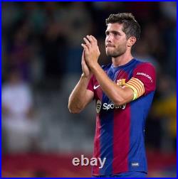 Hand Signed SERGI ROBERTO FC Barcelona Football Home Shirt Proof