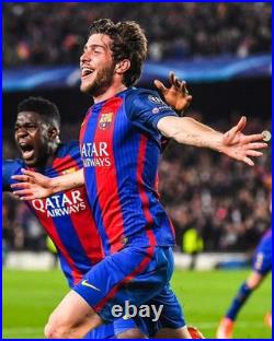 Hand Signed SERGI ROBERTO FC Barcelona Football Home Shirt Remontada Proof
