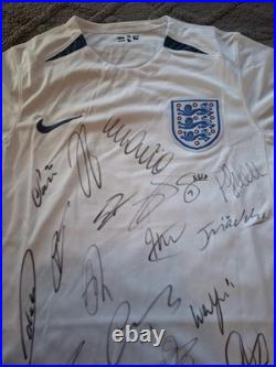 Hand Signed Squad England Shirt With Fa Coa