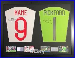 Harry Kane and Jordan Pickford England framed signed shirt display