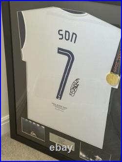 Heung Min Son Tottenham Hotspur framed Signed Shirt & Winners Euros Medal