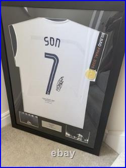 Heung Min Son Tottenham Hotspur framed Signed Shirt & Winners Euros Medal