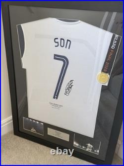 Heung Min Son Tottenham Hotspur framed Signed Shirt & Winners Euros Medal