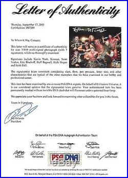 Hulk Hogan Scott Hall Kevin Nash Eric Bischoff +3 Signed NWO 8x10 Photo PSA/DNA