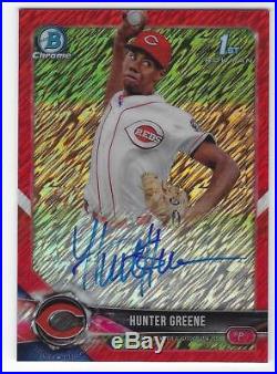 Hunter Greene 2018 1st Bowman Chrome RED Refractor Auto 5/5 Autograph Signed