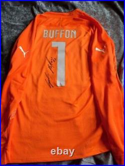 Italy Number 1 Goalkeeper Orange Shirt Signed Gianluigi Buffon Guarantee