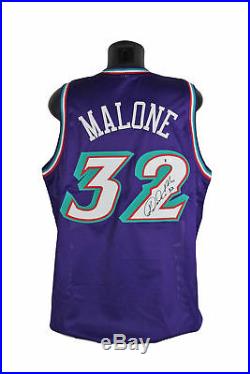Jazz Karl Malone Mailman Authentic Signed Purple Jersey BAS Witnessed