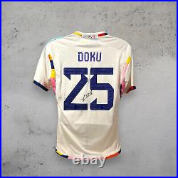 Jeremy Doku Signed Belgium 2022 Away Football Shirt COA