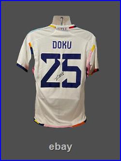 Jeremy Doku Signed Belgium 2022 Away Football Shirt COA