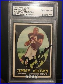 Jim Brown Signed 1958 Topps football Rookie Card RC #62 PSA Autograph graded 10