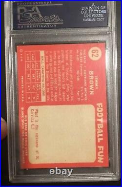 Jim Brown Signed 1958 Topps football Rookie Card RC #62 PSA Autograph graded 10